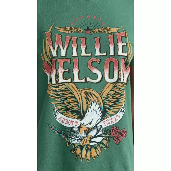 DAYDREAMER Womens Willie Nelson Abott Texas Tour TeeStormy Green