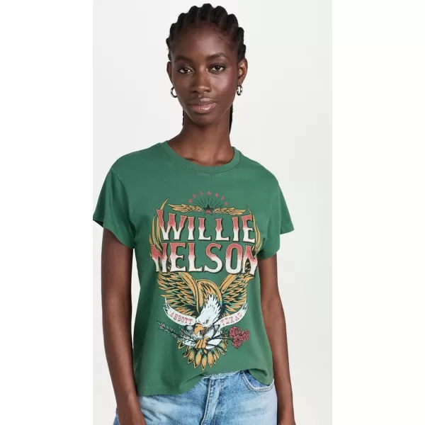 DAYDREAMER Womens Willie Nelson Abott Texas Tour TeeStormy Green