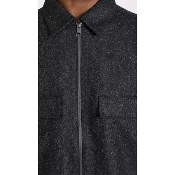 FRAME Mens Modern Flannel Long Sleeve Zip ShirtCharcoal Grey