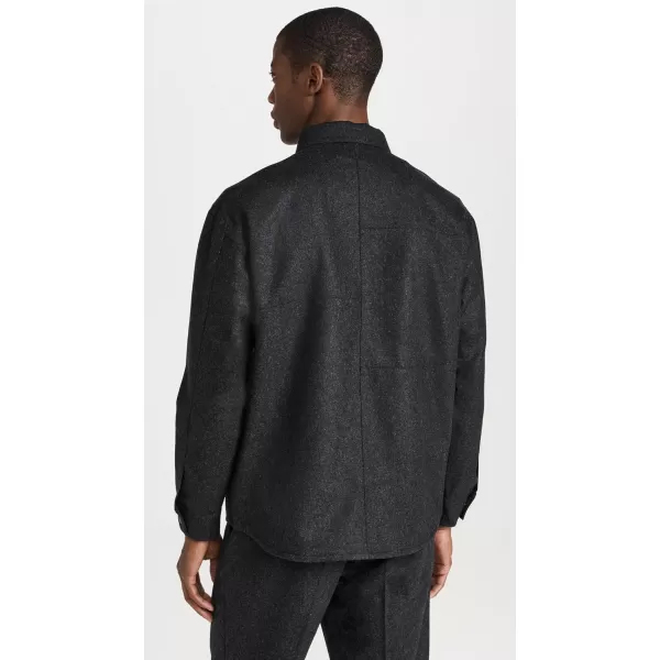 FRAME Mens Modern Flannel Long Sleeve Zip ShirtCharcoal Grey