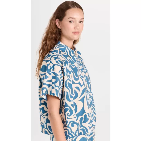 Lost  Wander Womens Milos Cove Short Sleeve ShirtBlue Floral