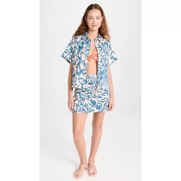 Lost  Wander Womens Milos Cove Short Sleeve ShirtBlue Floral