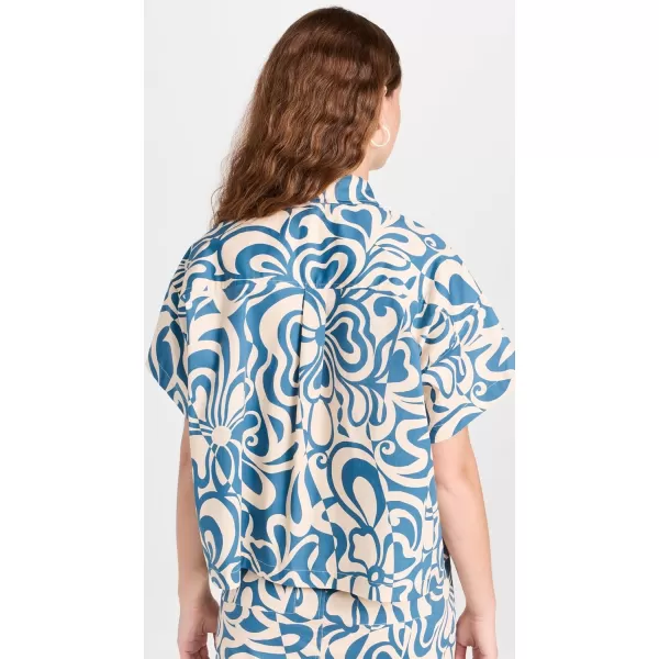 Lost  Wander Womens Milos Cove Short Sleeve ShirtBlue Floral