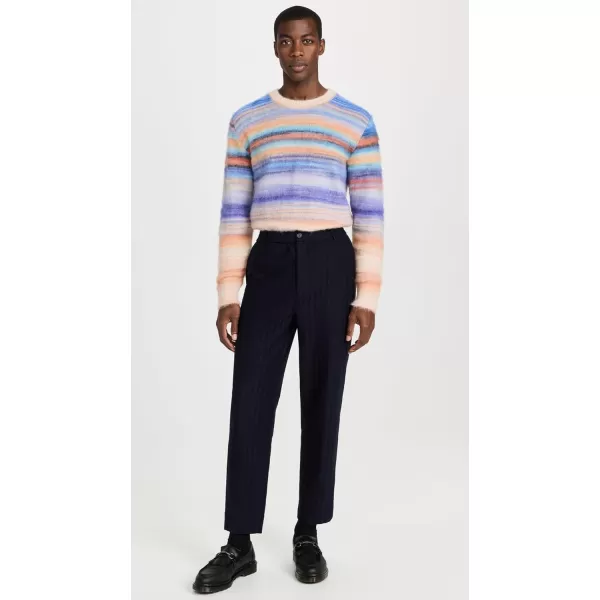 Missoni Mens Crewneck SweaterDark Blue Base  Green  Coal