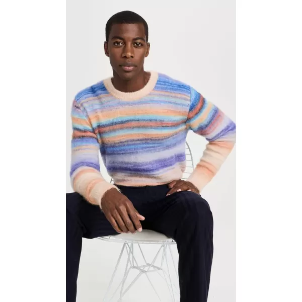 Missoni Mens Crewneck SweaterDark Blue Base  Green  Coal