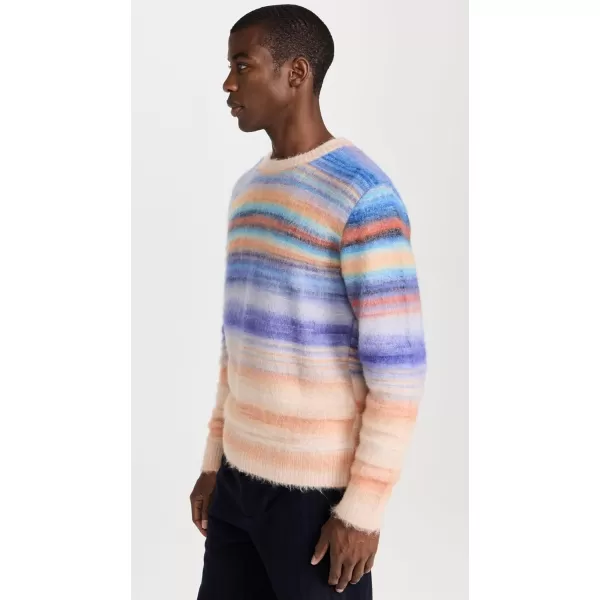 Missoni Mens Crewneck SweaterDark Blue Base  Green  Coal