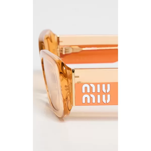 Miu Miu Womens Rectangle SunglassesOrange Light Orange