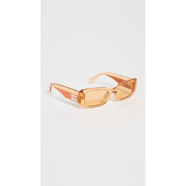 Miu Miu Womens Rectangle SunglassesOrange Light Orange