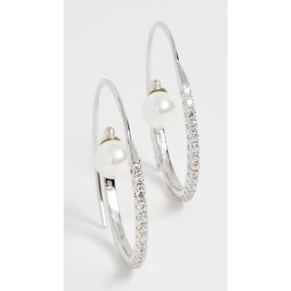 SHASHI Womens Jemima Pave HoopsSilver