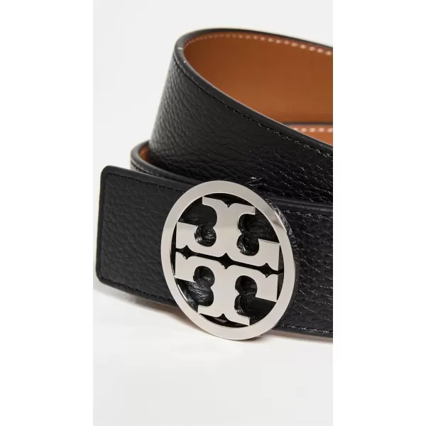 Tory Burch Womens 1 Miller Reversible BeltBlackClassic CuoioSilver