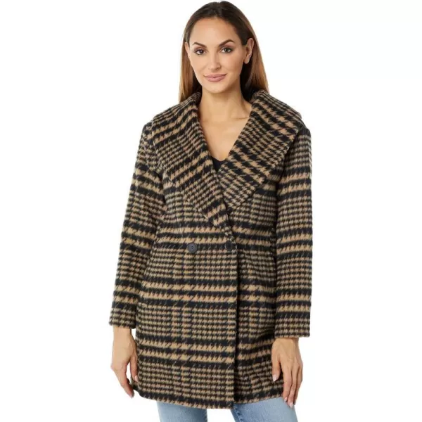 Avec Les Filles Womens Plaid CoatCamelBlack