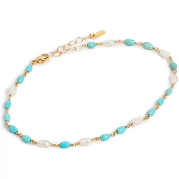 Chan Luu Womens Turquoise Mix Pearl Ankletvermeil