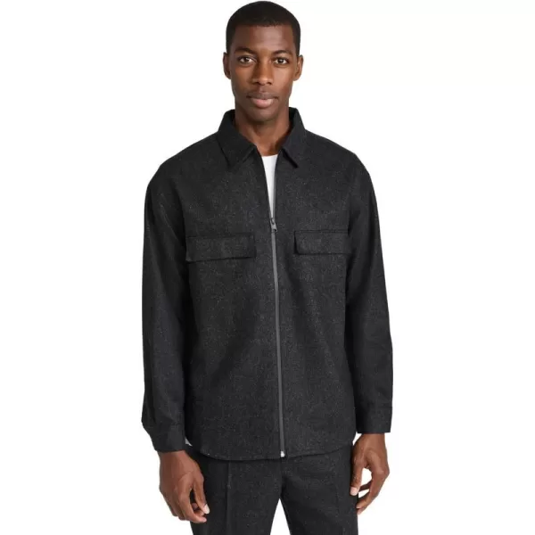 FRAME Mens Modern Flannel Long Sleeve Zip ShirtCharcoal Grey