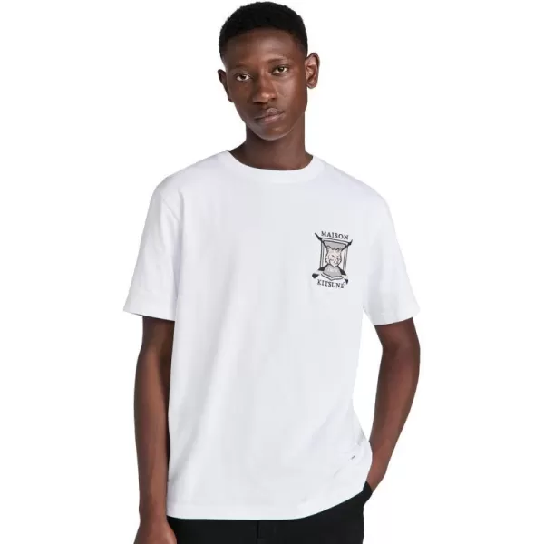 Maison Kitsune Mens College Fox Embroidered Comfort TeeWhite