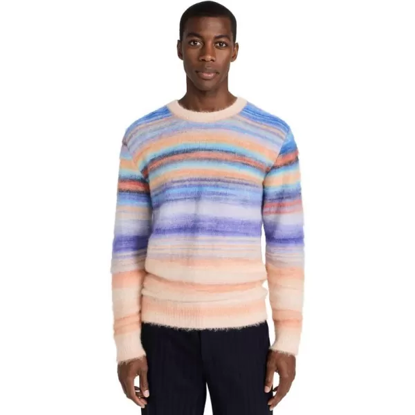 Missoni Mens Crewneck SweaterDark Blue Base  Green  Coal