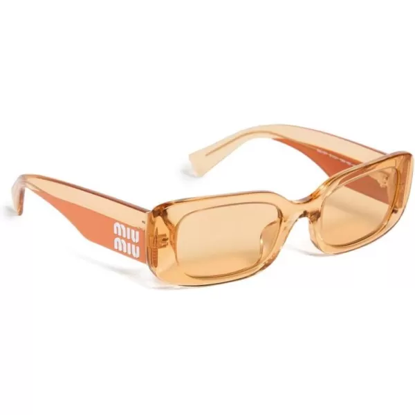 Miu Miu Womens Rectangle SunglassesOrange Light Orange