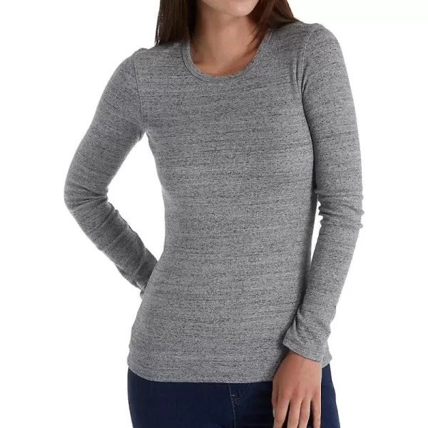 Splendid Womens 1x1 Rib LongSleeve Crew TShirt TopGravel Heather Grey