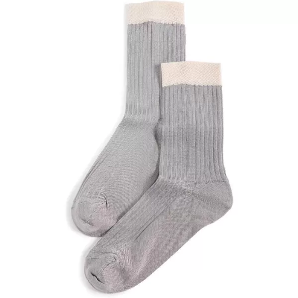 Stems Womens Blocked Rib SocksGreyTalc