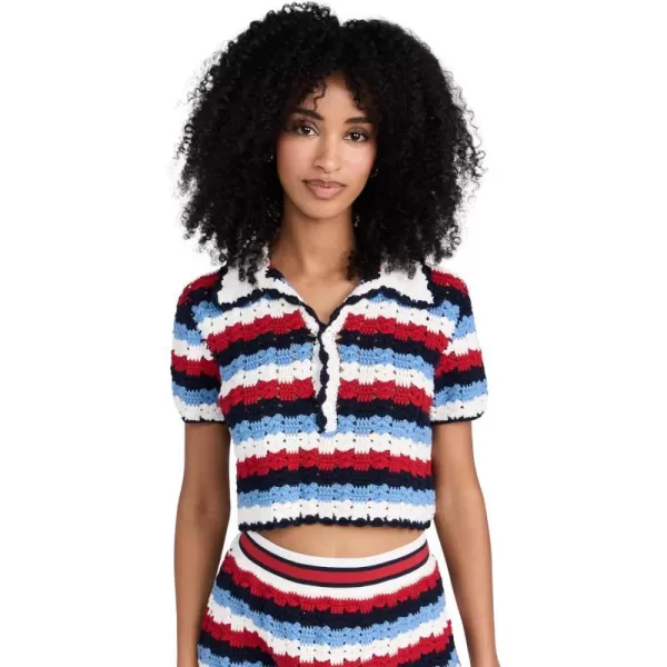 The Upside Womens Chantilly Crochet Ezra ShirtStripe