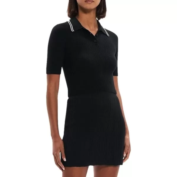 Theory Womens Tipped Rib PoloBlackIvory