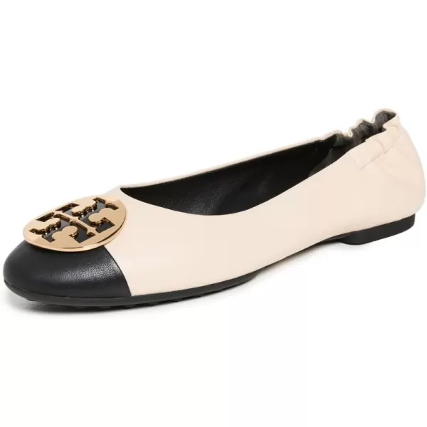 Tory Burch Womens Claire Cap Toe Ballet FlatsNew CreamBlackGold