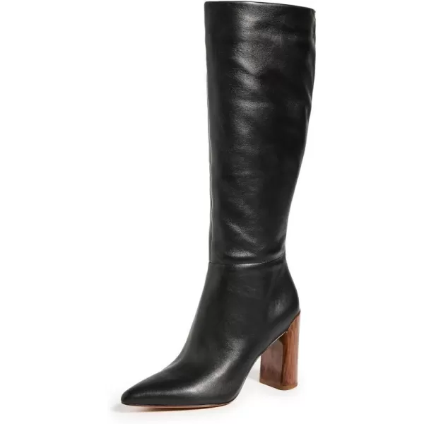 Vince Womens Pilar Knee High BootsBlack Leather Contrast Heel