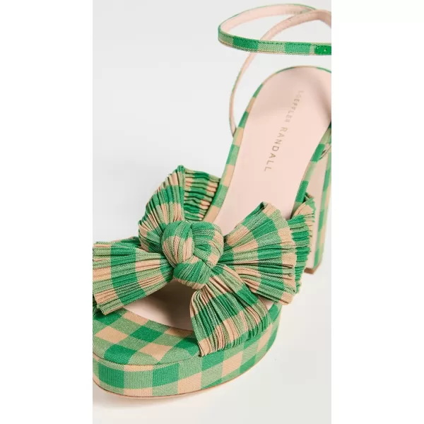 Loeffler Randall Womens Natalia Pleated Platform SandalsGreenButterscotch Gingham