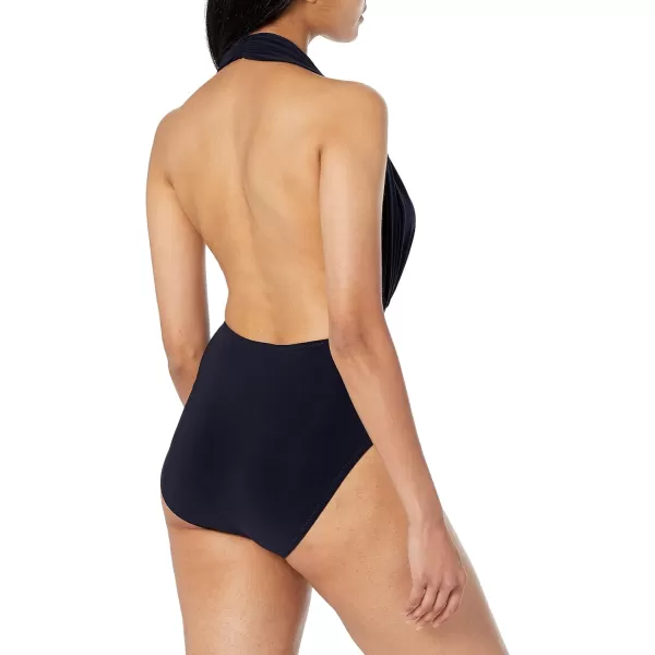 Norma Kamali Womens Halter One Piece SwimsuitMidnight