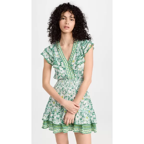 Poupette St Barth Womens Mini Dress Camila VGreen Mid 70s Garden