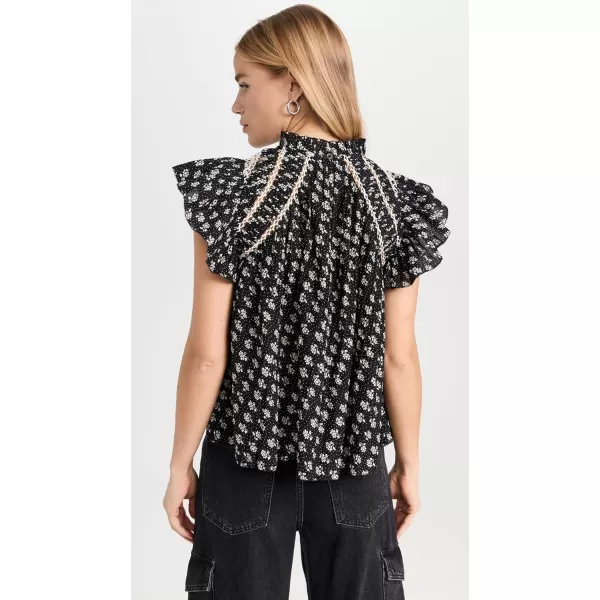 Sea Womens Ada Print Flutter Sleeve TopBlack