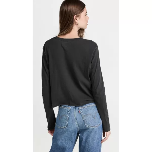 THE GREAT Womens Long Sleeve Crop TeeWashed Black