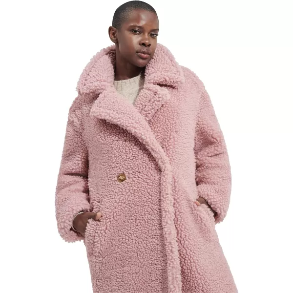 UGG Womens Gertrude Long Teddy CoatClay Pink