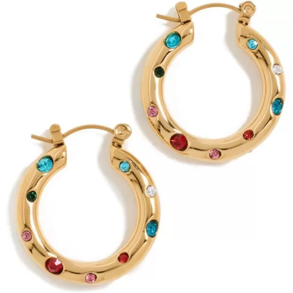 Kenneth Jay Lane Womens Multi Gem Crystal Gold HoopsGold