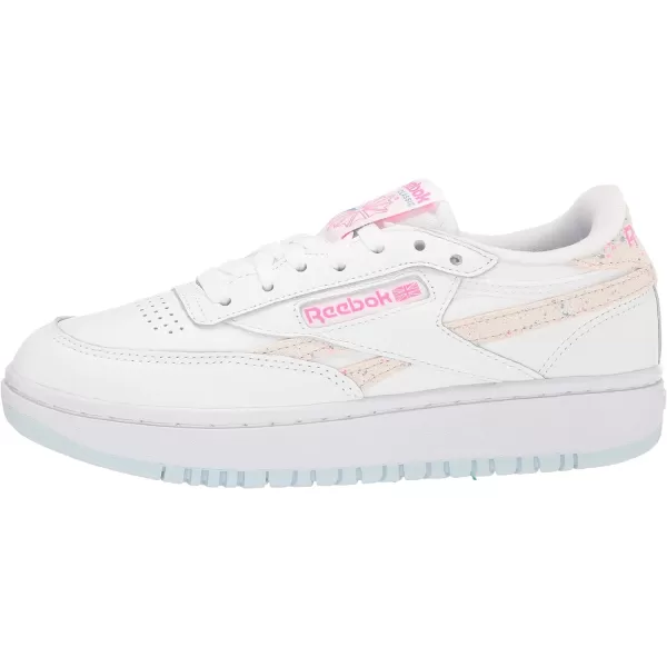 Reebok Womens Club C Double SneakerWhiteGlass BlueAtomic Pink