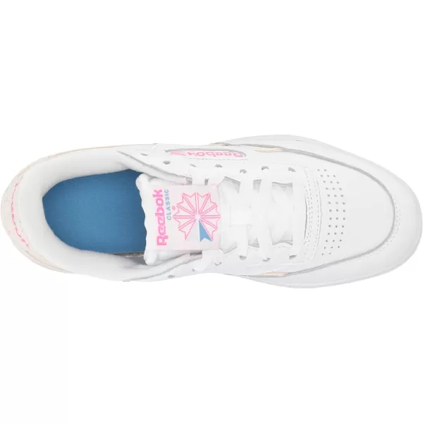 Reebok Womens Club C Double SneakerWhiteGlass BlueAtomic Pink