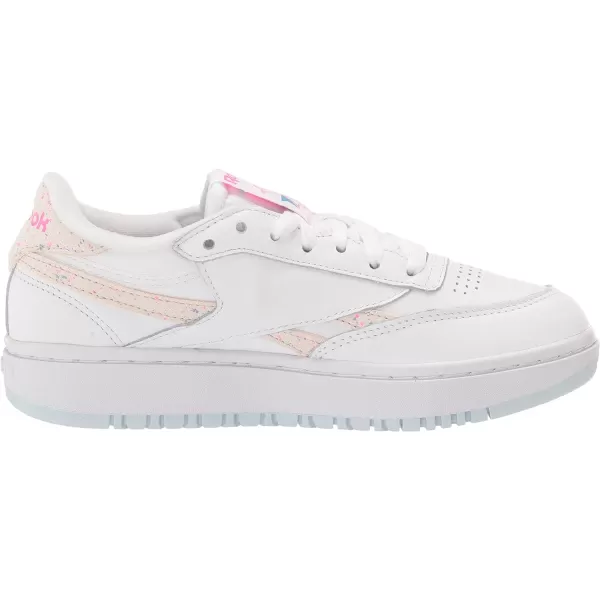 Reebok Womens Club C Double SneakerWhiteGlass BlueAtomic Pink