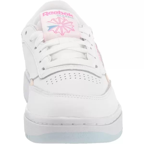 Reebok Womens Club C Double SneakerWhiteGlass BlueAtomic Pink