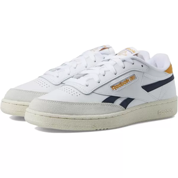 Reebok Womens Club C Double SneakerWhiteVector NavyRetro Gold