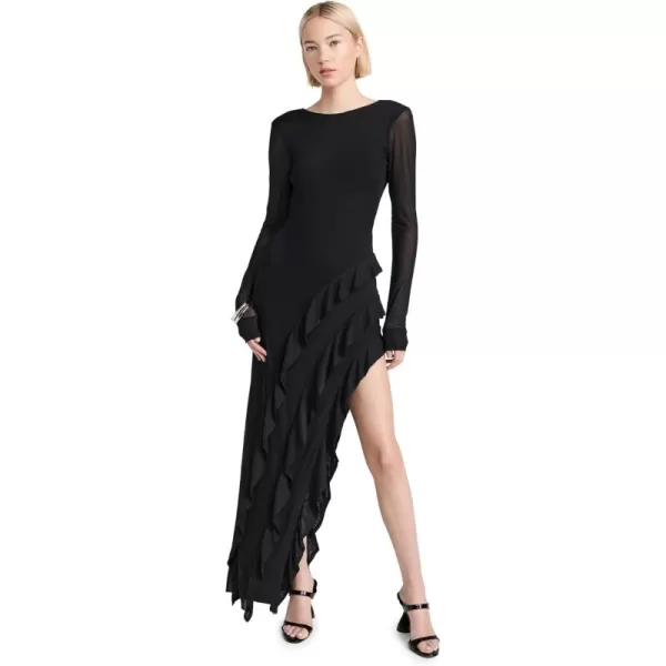 AFRM Womens Jacie Ruffle Open Back Maxi DressNoir