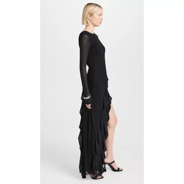 AFRM Womens Jacie Ruffle Open Back Maxi DressNoir