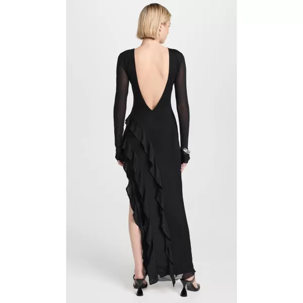 AFRM Womens Jacie Ruffle Open Back Maxi DressNoir