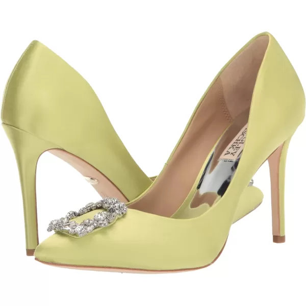 Badgley Mischka Womens Cher Pump  Womens Pumps with 375 Stiletto HeelsLemon Lime Satin