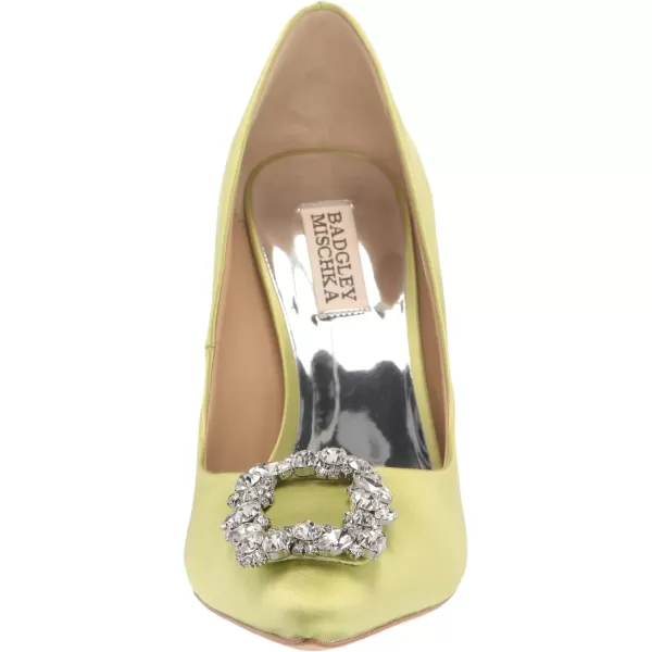 Badgley Mischka Womens Cher Pump  Womens Pumps with 375 Stiletto HeelsLemon Lime Satin