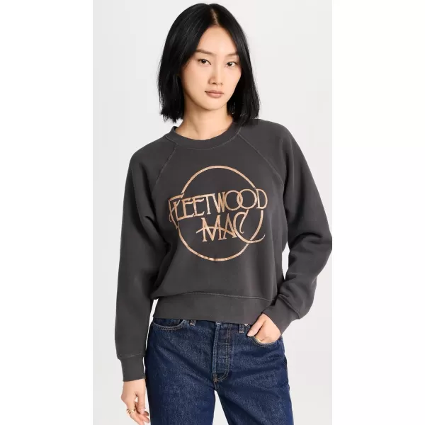 DAYDREAMER Womens Fleetwood Mac Circle Logo Raglan Crew SweatshirtWashed Black