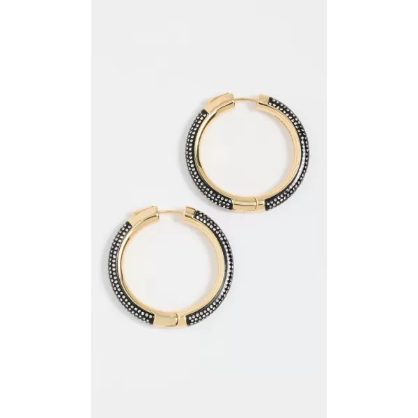 DEMARSON Womens Noir Hoops12k Shiny GoldBlackCrystal