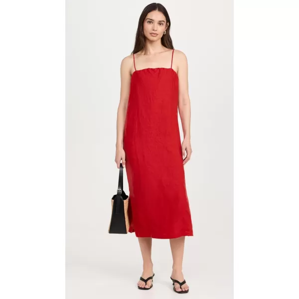 DONNI Womens The Linen Spaghetti DressTomato