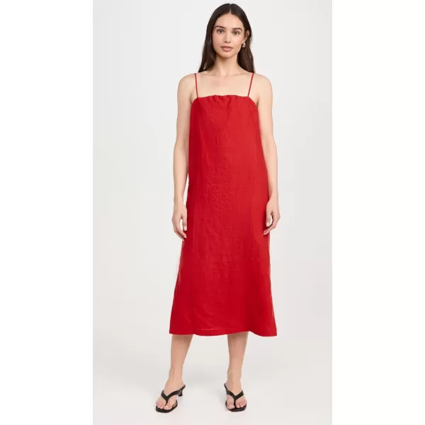 DONNI Womens The Linen Spaghetti DressTomato