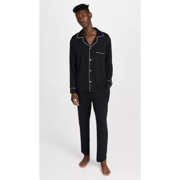 Eberjey Mens William Modal Long PJsBlackIvory