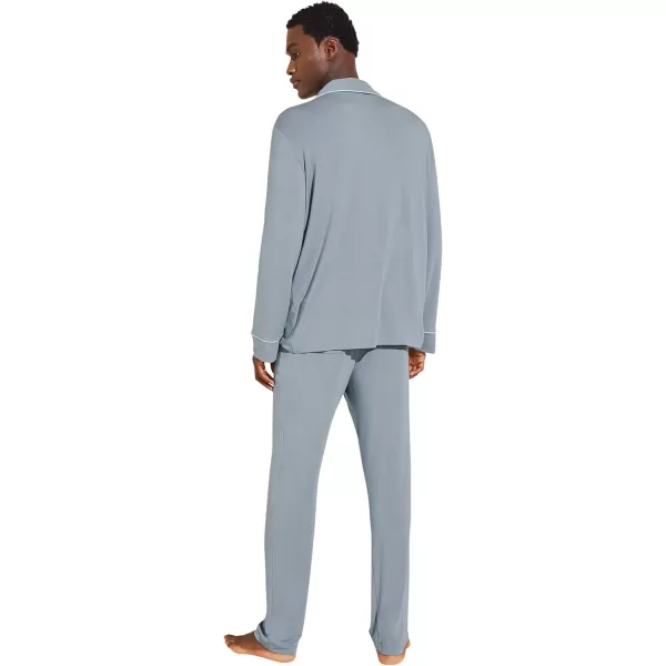 Eberjey Mens William Modal Long PJsBlue FogIvory