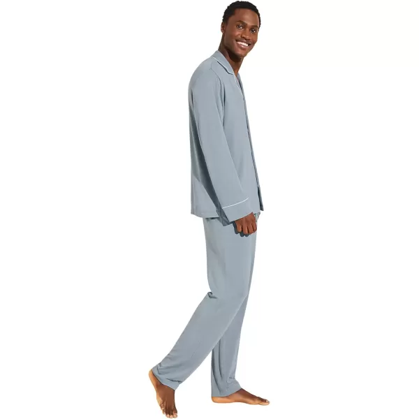 Eberjey Mens William Modal Long PJsBlue FogIvory